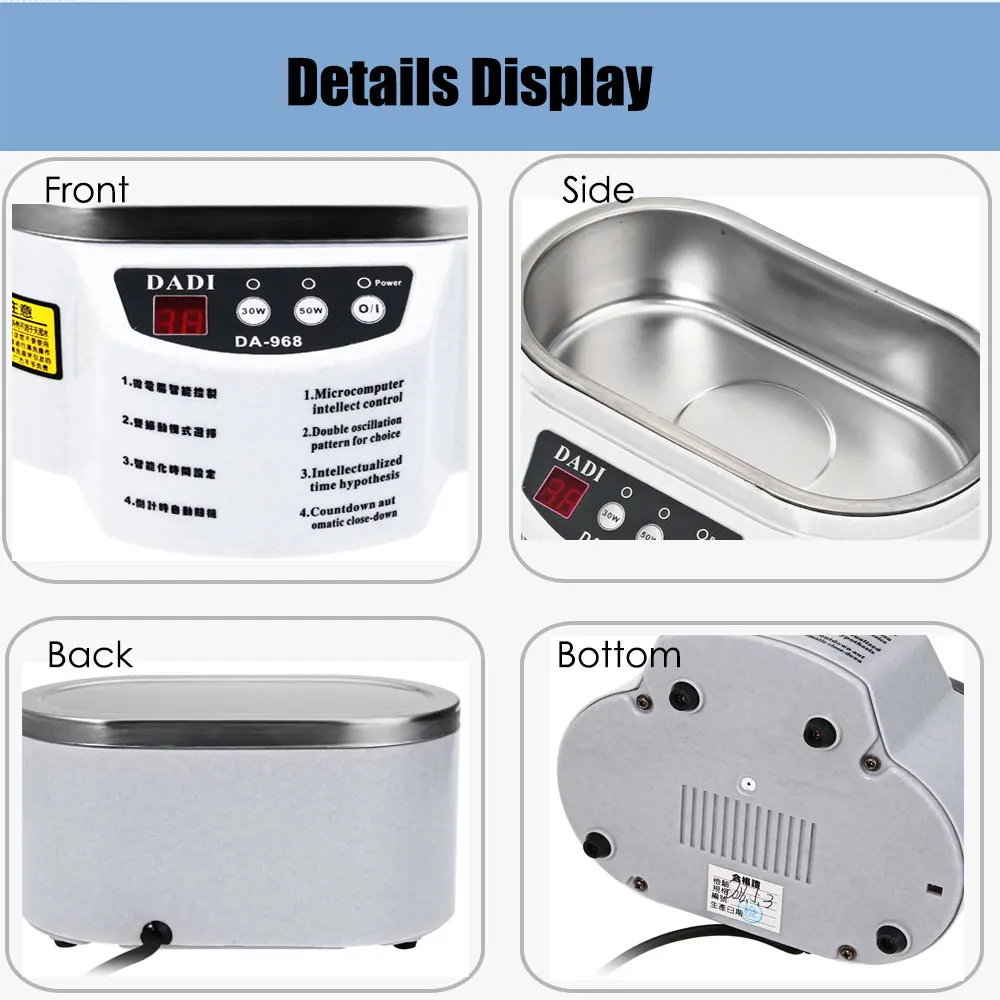 Micro Ultrasonic Cleaner 30W 50W for Glasses Necklace Watch Circuit Board