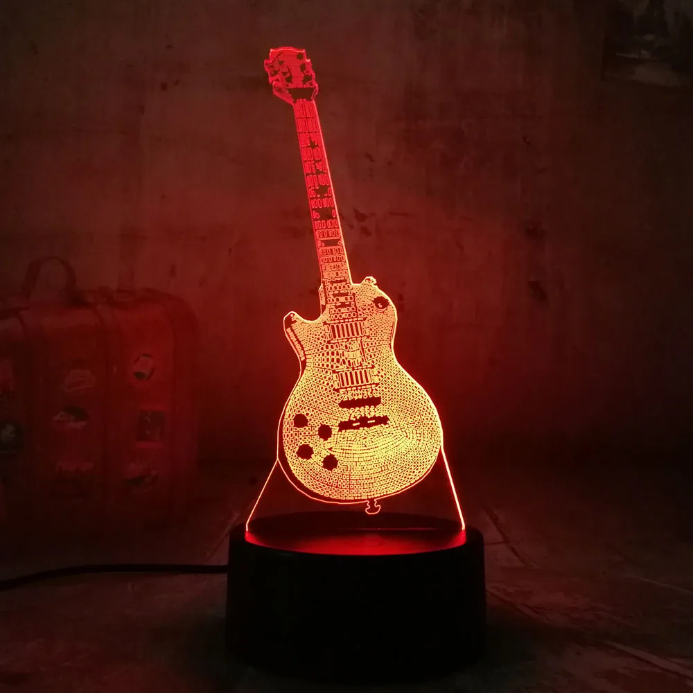 Amroe бас-гитара 3D RGB светодиодный ночник многоцветный креативный 7 цветов Изменение usb настольная лампа детский подарок домашний декор фонарик