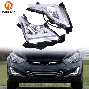 

POSSBAY LED Daytime Running Lights for Hyundai Elantra Sedan (MD) 2014-2016 Facelift White Yellow Headlight Turn Signal Lamps