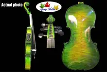 Violon électrique et acoustique à 5 cordes, beau, blanc/noir/marron/vert, 4/4 #7772