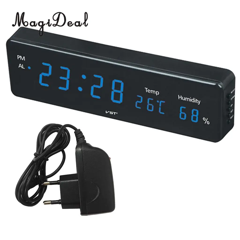 LED Digital Alarm Clock Desk Table Weather Station Desk Temperature Hygrometer Electronic Clock EU Plug