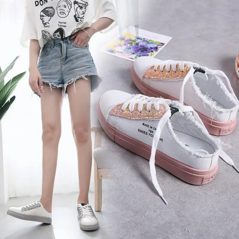

Women Fashion Slippers Shoes Patchwork Bling Design PU Leather Round Toe Non-slip Breathable Slippers Shoes Lace-up Heelless