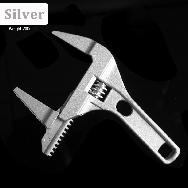 Золотой регулируемый гаечный ключ многофункциональный алюминиевый универсальный домашний ремонтный ключ высокого качества - Цвет: Silver