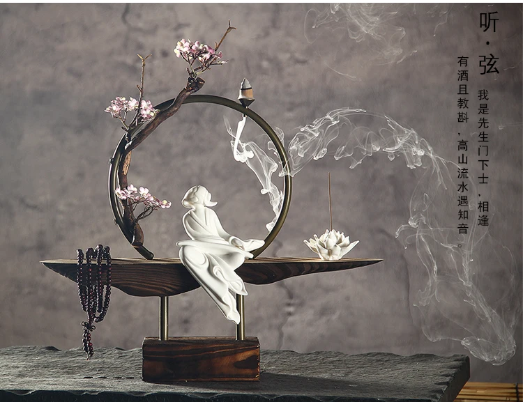 Дзен стиль керамическая Будда курильница палочка держатель Дым обратного конуса благовония печи база металлический круг творческий домашний декор