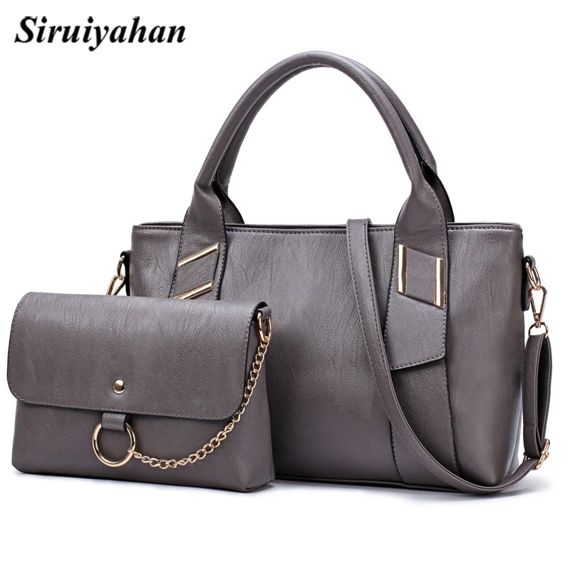 High Quality Women Handbag 2Pcs/Set Composite Shoulder Bag Ladies Pu ...