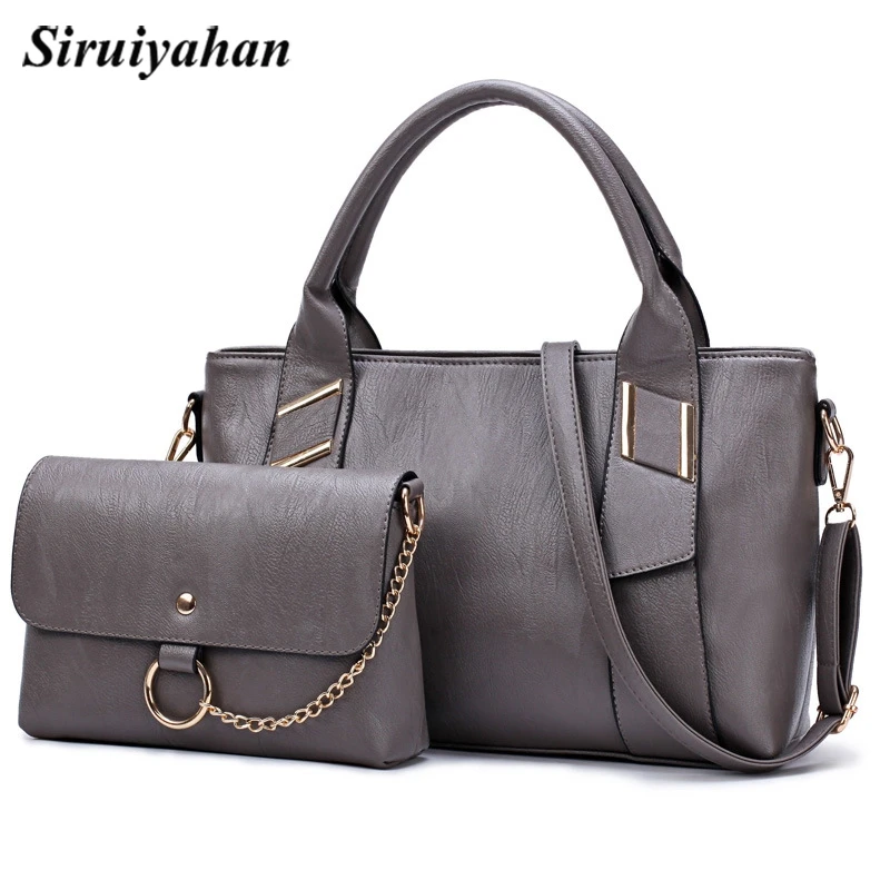 High Quality Women Handbag 2Pcs/Set Composite Shoulder Bag Ladies Pu Leather Messenger Bags
