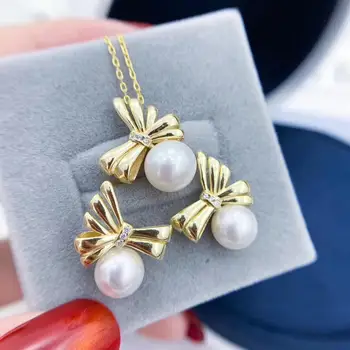 

925 Silver Pearl Pendant and Earrings Component Findings Base Jewelry Set Mounts Settings Mountings Parts, Nice Gift for Women