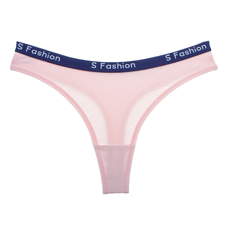 Женские бесшовные стринги нижнее белье повтор S модный логотип пояс - Цвет: Pink