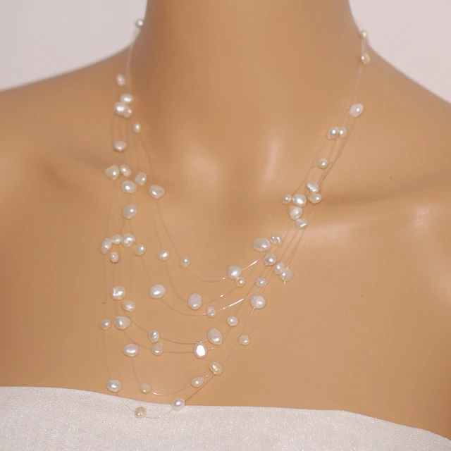 Buy pearl illusion necklace genuine multi strand