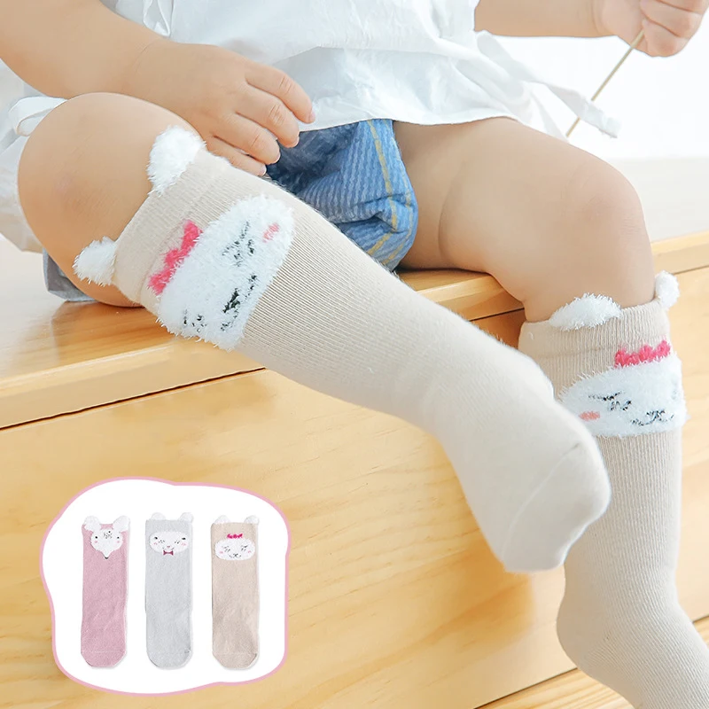 

3Pcs/Lot Baby Socks Cotton Cartoon Animals Baby Girl Boy Socks Infant Toddler Kids Knee High Sock Warm Long Socks Sokken 1-3 Y