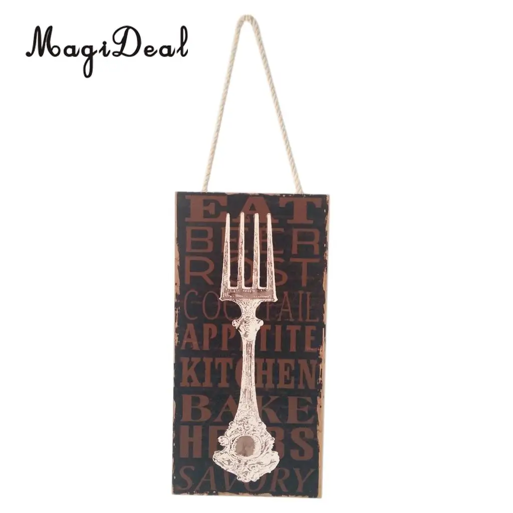 MagiDeal Home Dining Kitchen Natural Wood Plate Sign Cafe Pub Bar Wall Art Plaque - Coffee Shop Tea House Rest Room