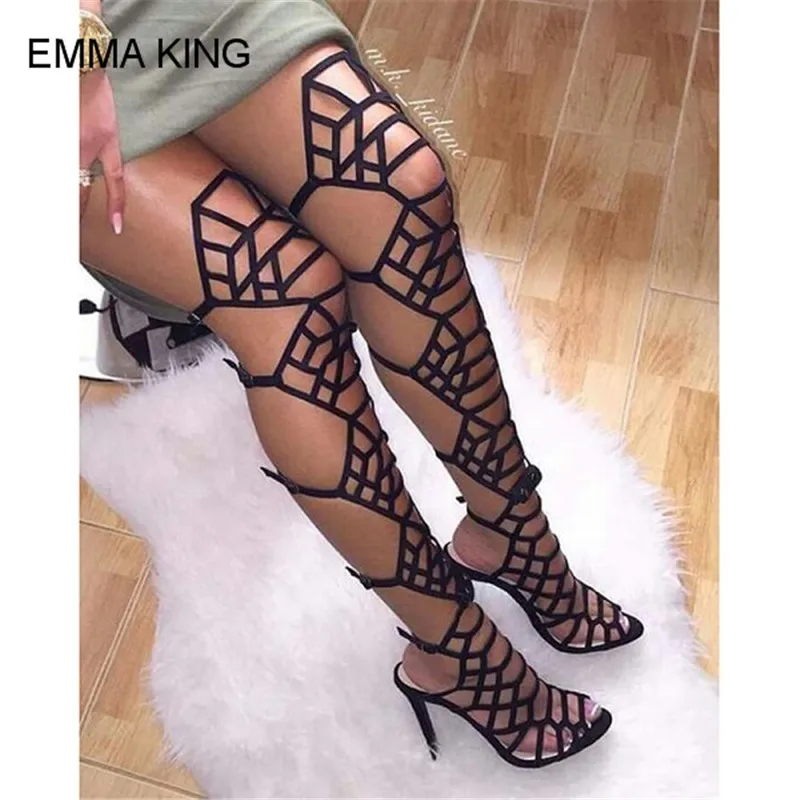 Emma king/женские летние сапоги выше колена Популярные Соблазнительные дышащие