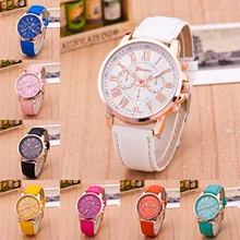 Montre Femme Женева Смотреть Для женщин модные римские цифры набора Кварцевые часы Для женщин Элитный бренд кожа платье Часы Relogio