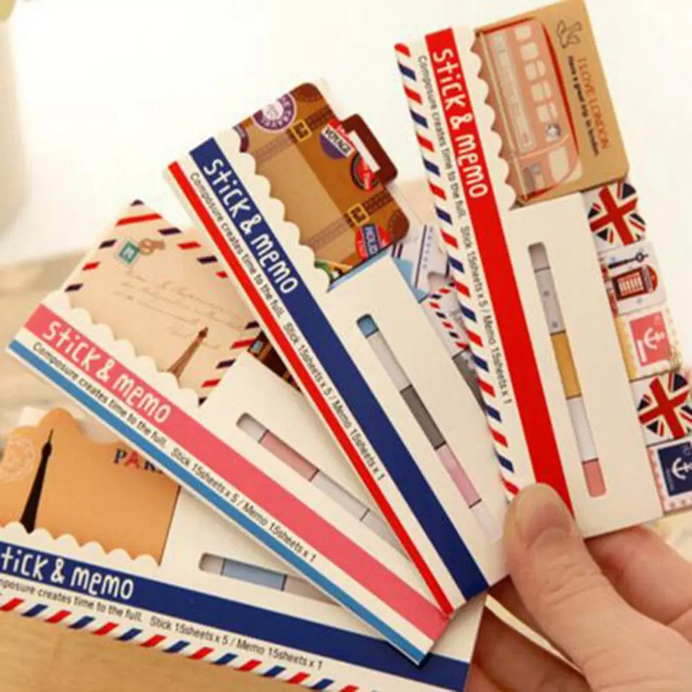 

1pcs/lot NEW vintage travel London&Paris sticky notepad stickers Memo marker paper zakka office School supplies