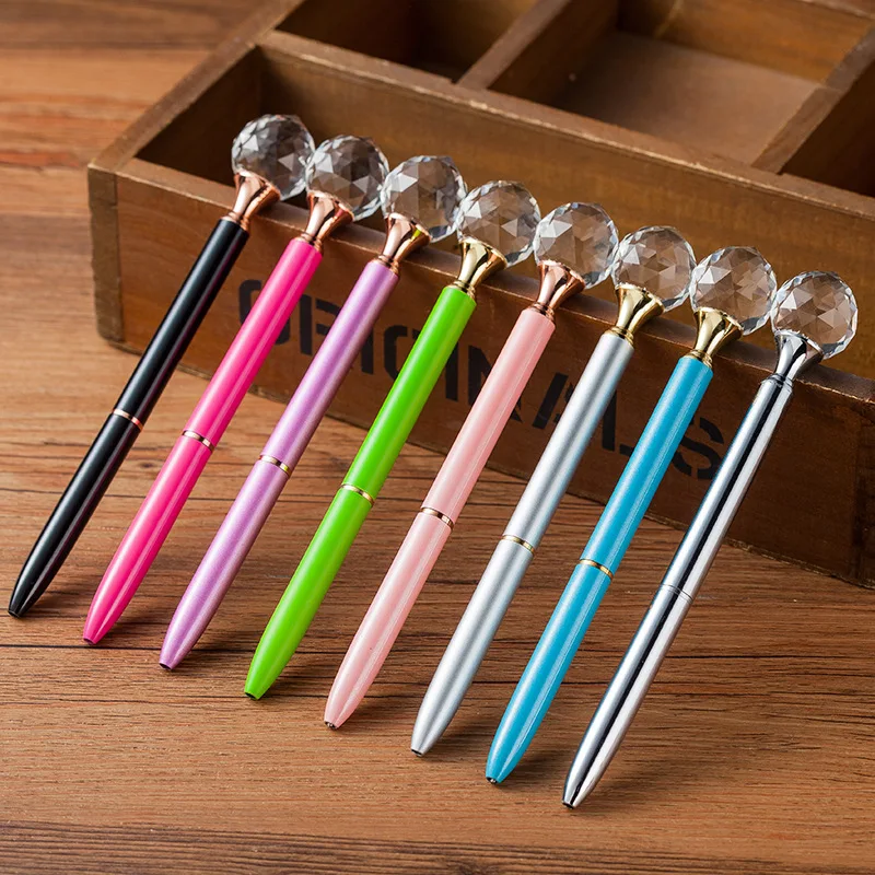 

Kawaii Round Crystal Ball Pens Ballpen Fashion Girl 19 Carat Large Diamond Ballpoint Pens Pens For School Stationery Office