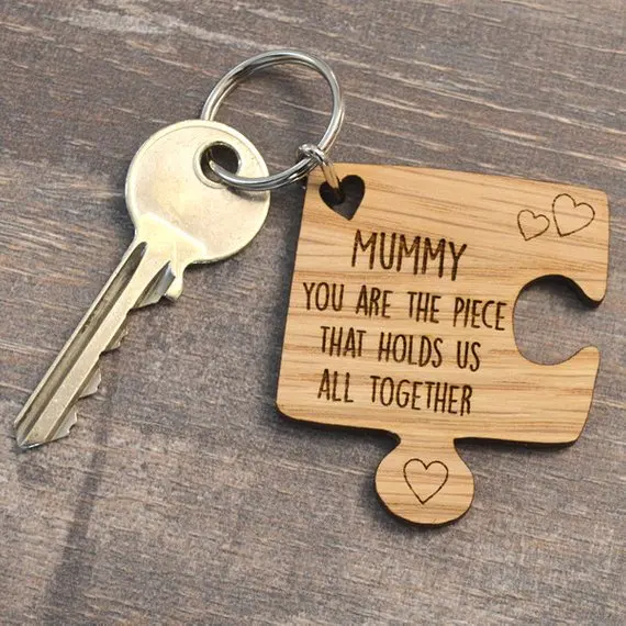 

Personalised Wooden Jigsaw Piece Mothers Day Keyring Holds Us All Together Birthday Valentines Day Anniversary Gift Present