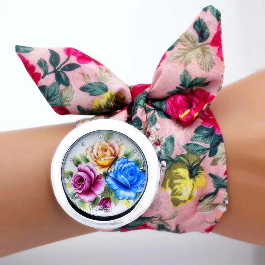 Shsby новые уникальные женские наручные часы из цветочной ткани модные женские нарядные часы высококачественные тканевые часы милые часы-браслет для девочек - Цвет: BG35