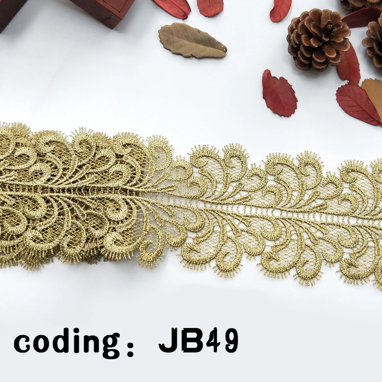 CHICKNIT широкий 9 см водорастворимый Золотой отделка кружевом с ресничками аксессуары для одежды JB49