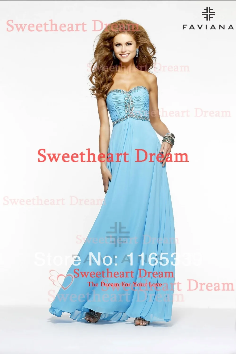 Free Shipping New Sky blue Prom Gowns Ornate Pleat Beaded Strapless Empire Formal Evening Dresses | Свадьбы и торжества