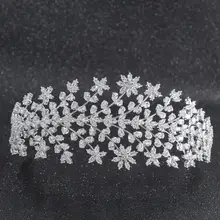 Хрустальный кубический цирконий для невесты свадебные мягкие Листья повязка на голову повязка для волос Тиара украшение для волос аксессуары для волос CHA10009