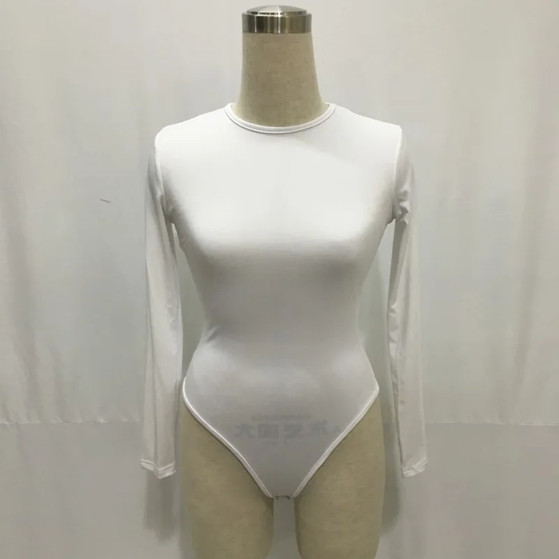 Sexy long sleeve bodysuit Women elastic black nude fashion elegant bodysuit Casual Button winter autumn romper Female body suits