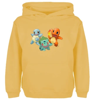 

Cute Pokemon Squirtle Bulbasaur Charmander Design Hoodie Men's Women's Winter Cotton Printing Sweatshirt Tops