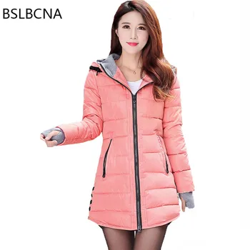 

2020 Korean Clothes Women Mid Long Down Cotton Parkas Thick Bodycon Cotton Padded Jacket Multiple Colors Winter Coat Female A302