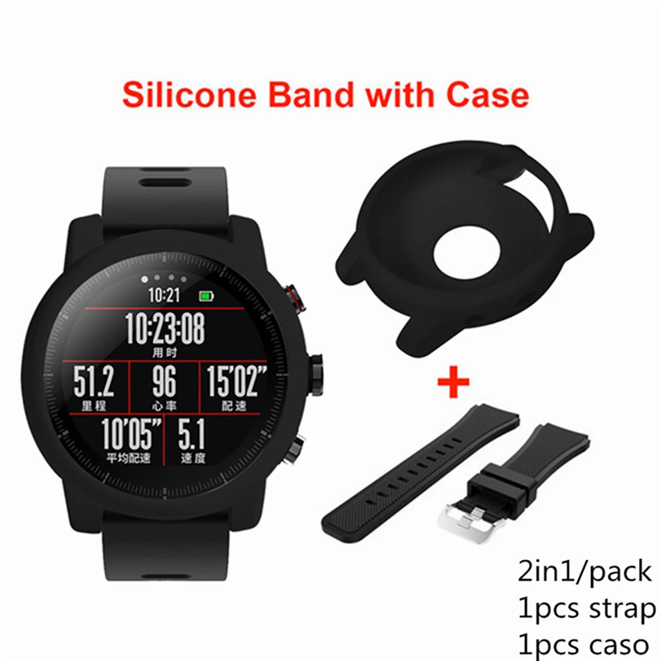 Силиконовый ремешок для часов с тонкой рамкой Xiaomi Huami Amazfit Stratos 2/Stratos 2 S сменный