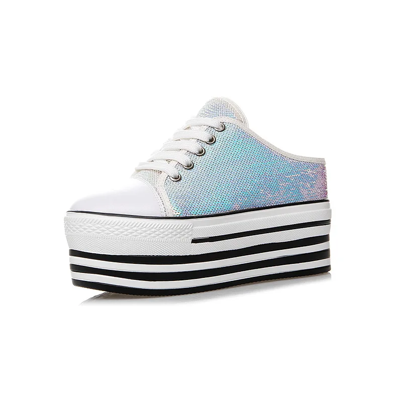 

Summer 2019 Sandals with A Thick Bottom Muffin and Half A Baotou Sandals Casual Shoes Women Sequins A Pedal Women's Shoes