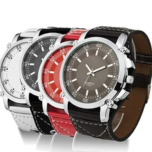 2015 New Successful Men’s Faux Leather Oversized Quartz Luminous Men Watches Hands Wrist Watch 8HKD