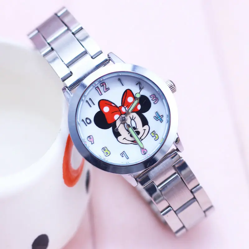 Модные женские часы с рисунком Минни роскошные высококачественные наручные часы из нержавеющей стали Кварцевые наручные часы
