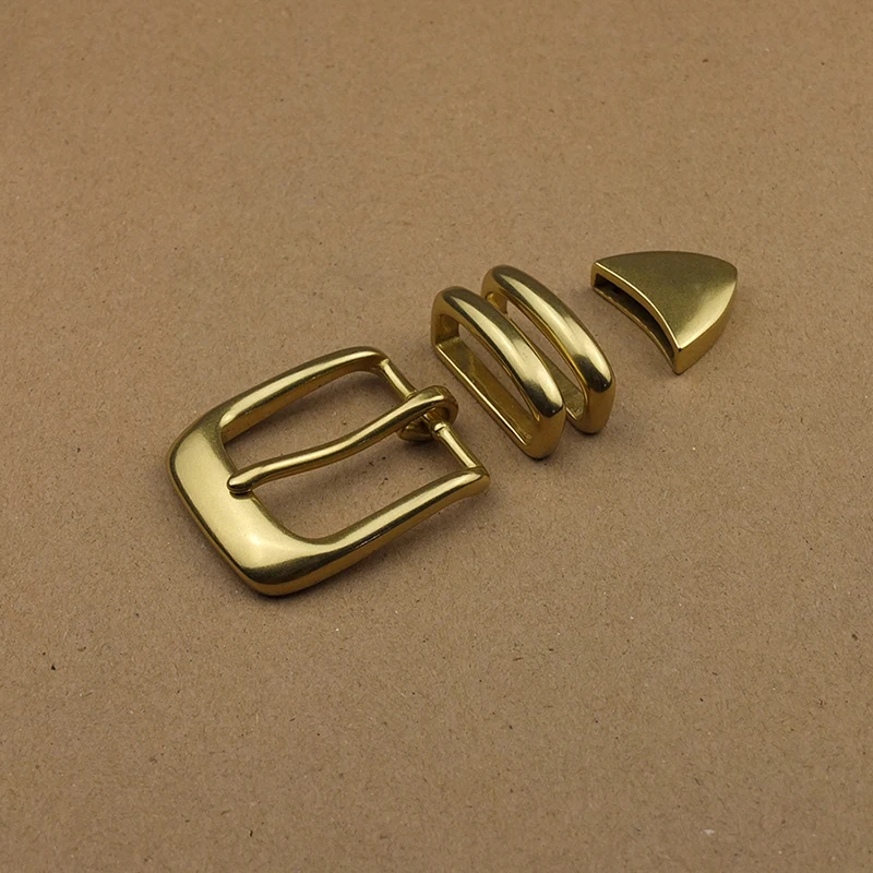 

Size 30mm DIY Leathercraft Hardware High Quality Smooth Brass Belt Buckle Set Double Loops BOR Finsh # 905007-30