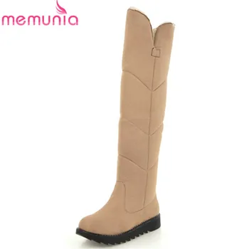 

MEMUNIA 2019 new arrival knee high boots women round toe winter shoes slip on comfortable platform boots warm snow boots female