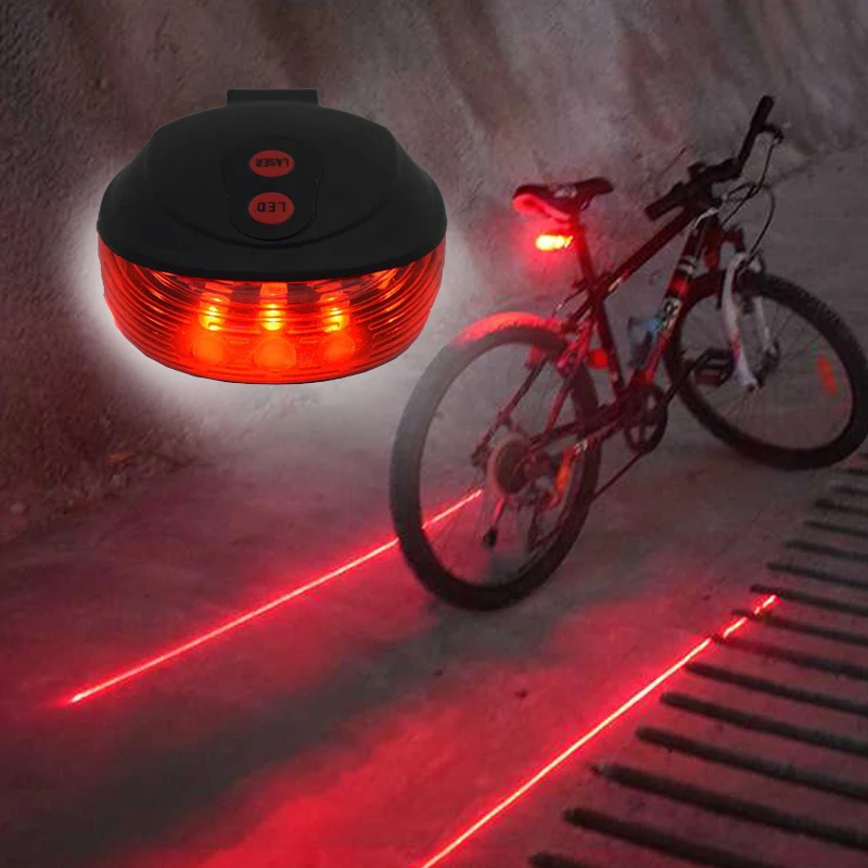 2 Laser 5 LED 7 Flashing Modes Lamp Laser Tail Light Rear Cycling Bike Bicycle