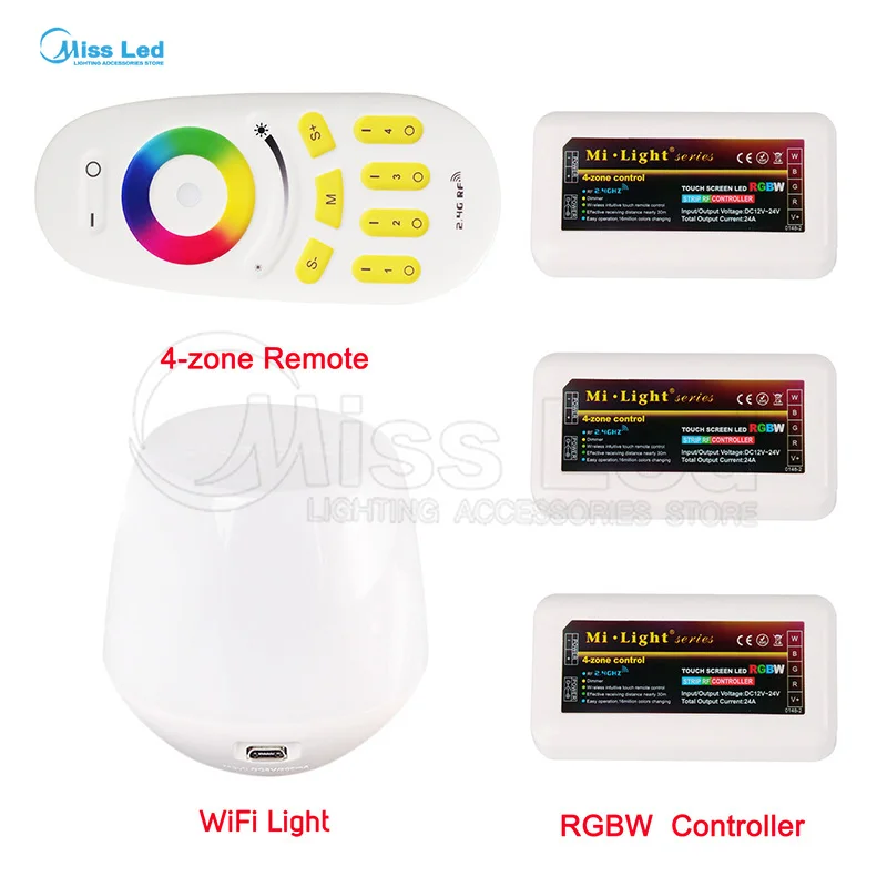 

Express 1x Remote+1xWiFi+3x RGBW LED Controller 2.4G wifi controller For RGBW Led Strip Light Lamp Bulb Wireless RF Touch