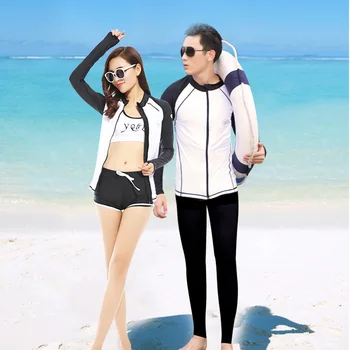 

yobel Korean Lovers diving suit Fission Snorkeling Nylon Long Sleeve Sunscreen Swimsuit Surfing Zipper Defence Jellyfish