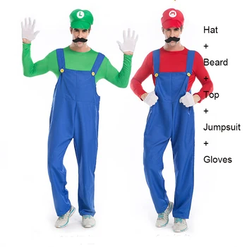 

Super Mario Brothers Cosplay Costumes Adult Men Disfraces Adultos Carnival Masquerade halloween Costume Kit Super Mario Bros