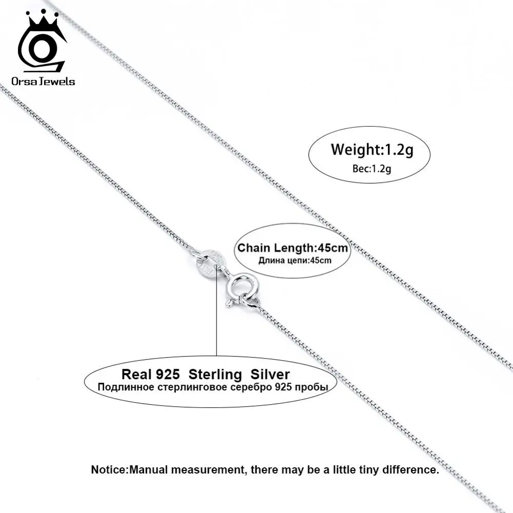 ORSA JEWELS серебряное ожерелье из натуральной 925 пробы, цепочка на цепочке с застежкой "Лобстер" для женщин и мужчин, ожерелье на цепочке, ювелирное изделие,, подарок OSC07