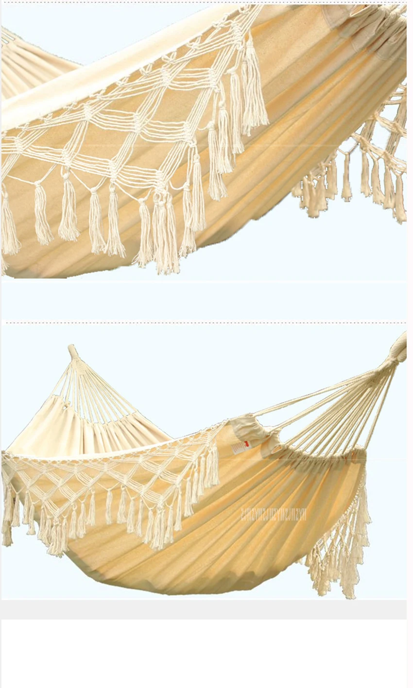 Богемия Стиль с кисточкой 2 человек открытый Портативный Кемпинг пляж гамак хлопковые домашние балкон садовые качели подвесное