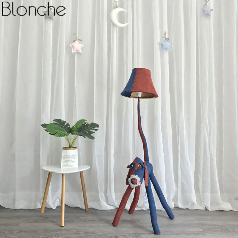 Lâmpada de Assoalho Moderna dos Desenhos Animais para Crianças Decoração da Sua Animados Quarto Tecido Lâmpada Tons Suporte Led Luminária pé Casa 5 animais para crianças quarto tecido lâmpada tons