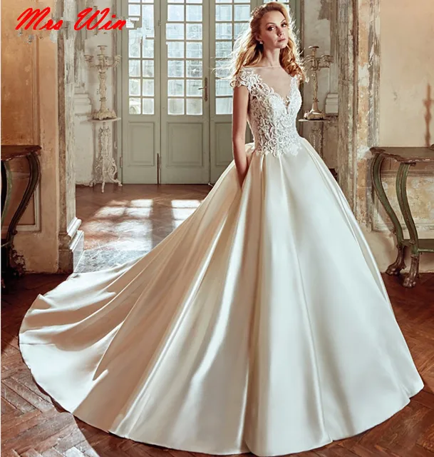 robe de mariage vestido de novia vintage 2017 aplicaciones illusion