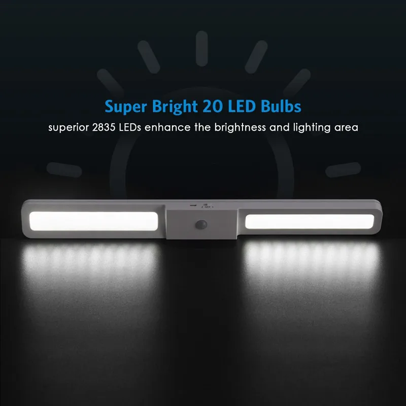 Najtaniej USB akumulator 20 światła podszawkowe led bezprzewodowa lampa z czujnikiem ruchu szafa szafa schody kuchnia czujnik lampka nocna