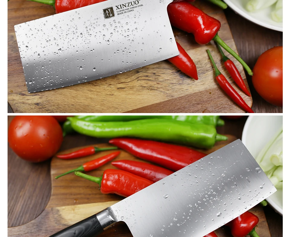 XINZUO 7 ''большой китайский мясницкий нож 3 слоя 440C плакированный кованый немецкая нержавеющая сталь миккарта ручка кухонные ножи инструменты для приготовления пищи