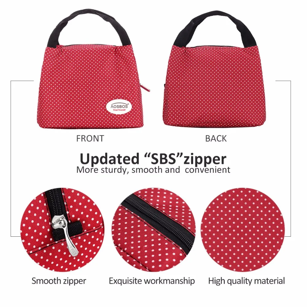 Aosbos Fashion Portable Insulated Canvas Lunch Bag Thermal Food