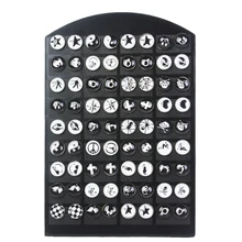 36 пар/компл. Для женщин стильные серьги-гвоздики 8 мм круглый в форме сердца в форме звезды женская серьга комплекты со смайлом с глазами-крестиками Футбол эмоции упаковка украшений