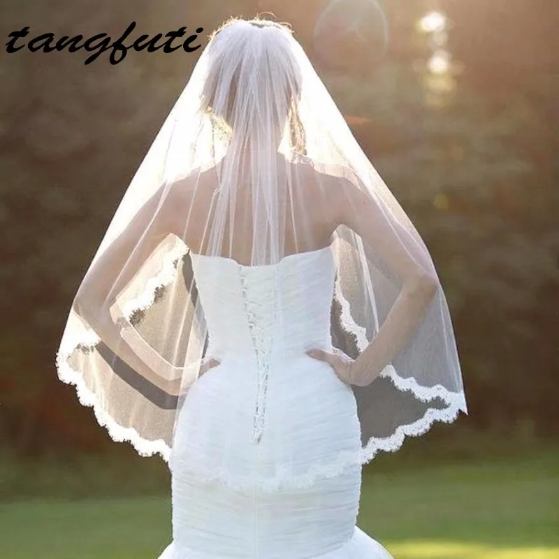 

Romantic White Ivory Short Wedding Veils With Comb Bridal Veil veu de noiva longo Wedding Decoration 2016 Wedding Accessories
