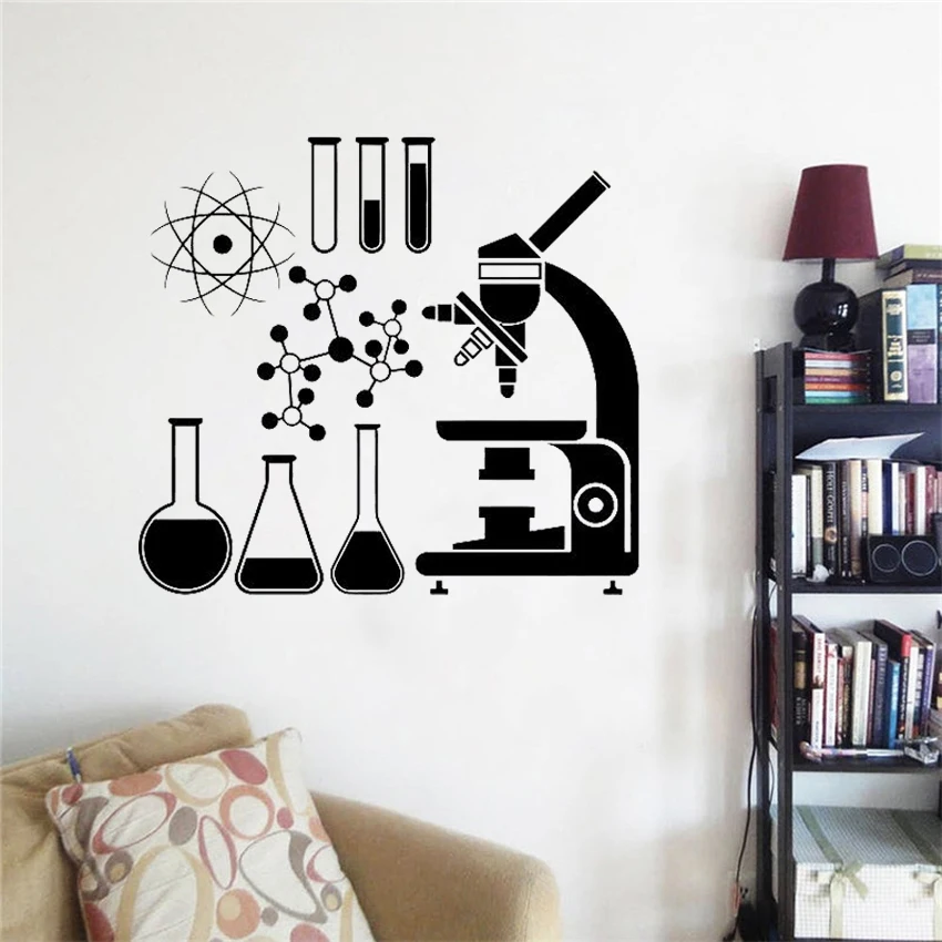 

Microscope Scientist Vinyl Wall Stickers Mural Chemistry Decals Laboratory Decoration Wall Mural Decor Kids Room Classroom J025