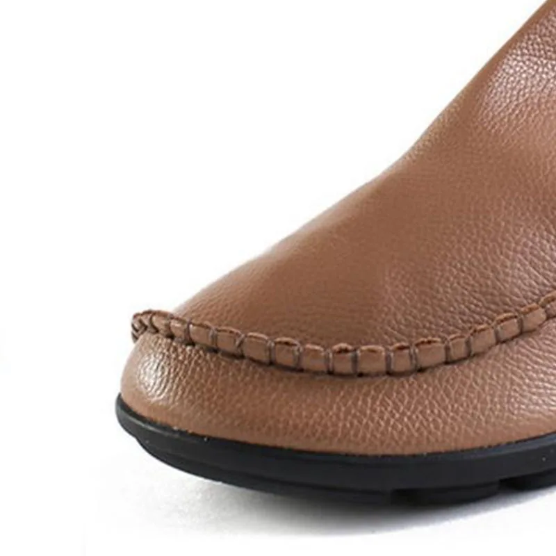 Solide rouge Femmes Cuir 40 Noir Bout Croix 34 Rond Couleur Lebaluka 5 Sangle ivoire blanc Chaussures Taille En Véritable Appartements marron I4Hxvq
