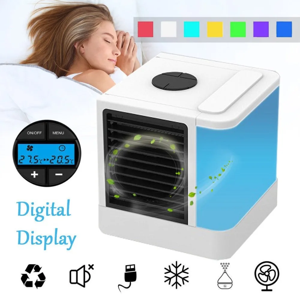 

5 Modes USB Mini Air Cooling Fan Air cooler Conditioner Humidifier 7 Colors Light Desktop Cooling Fan for Office Home Outdoor