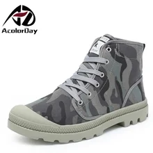 AD AcolorDay 2017 Top Quality Camouflage Shoes for Men Military Canvas Men Shoes High Top Spring Autumn Male Shoes Large Size 47